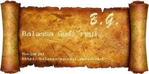Balassa Györgyi névjegykártya
